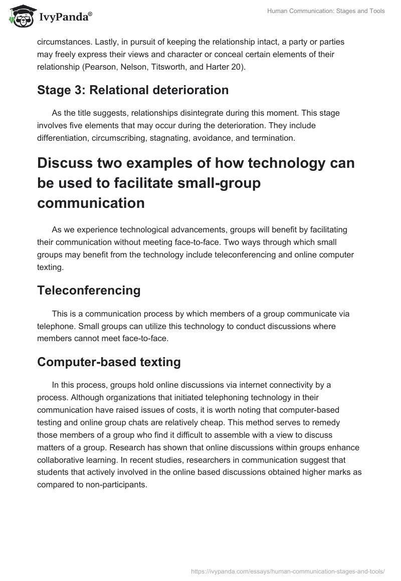 Human Communication: Stages and Tools. Page 2