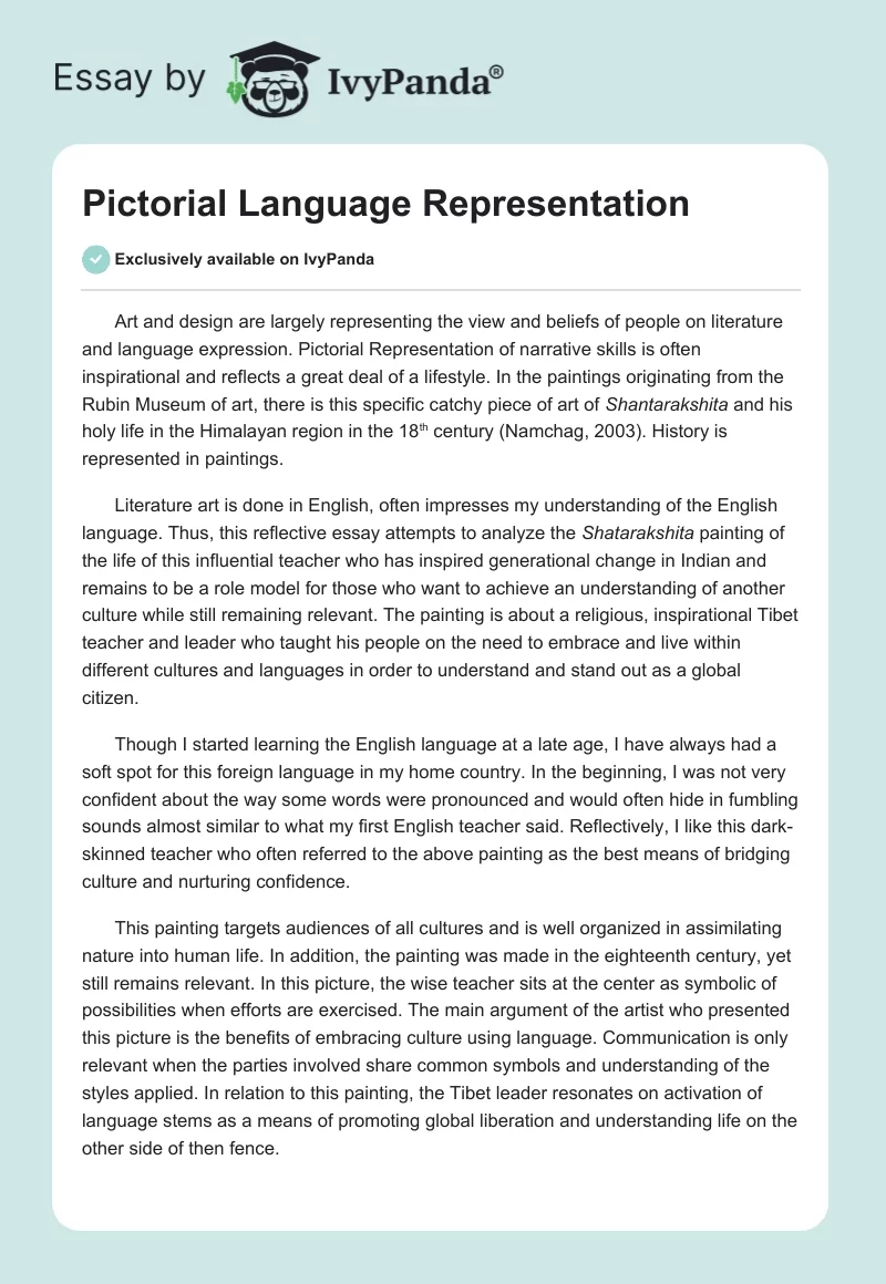 Pictorial Language Representation. Page 1