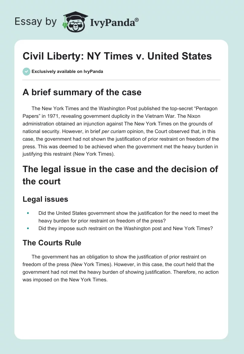 Civil Liberty: NY Times v. United States. Page 1