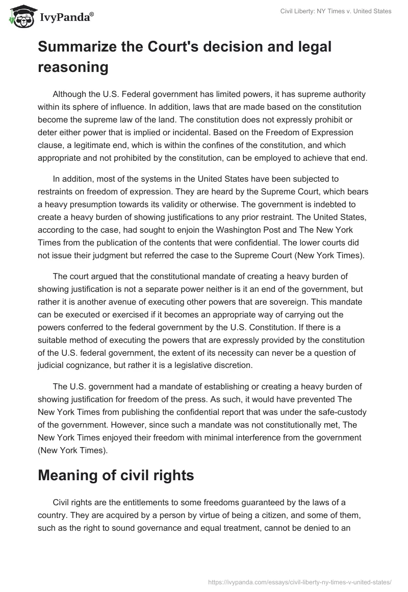 Civil Liberty: NY Times v. United States. Page 2