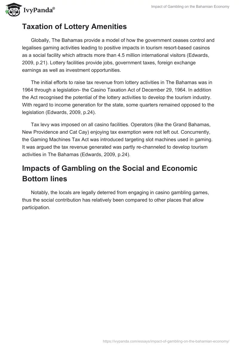 Impact of Gambling on the Bahamian Economy. Page 5