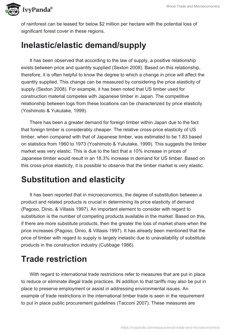 Wood Trade and Microeconomics. Page 2