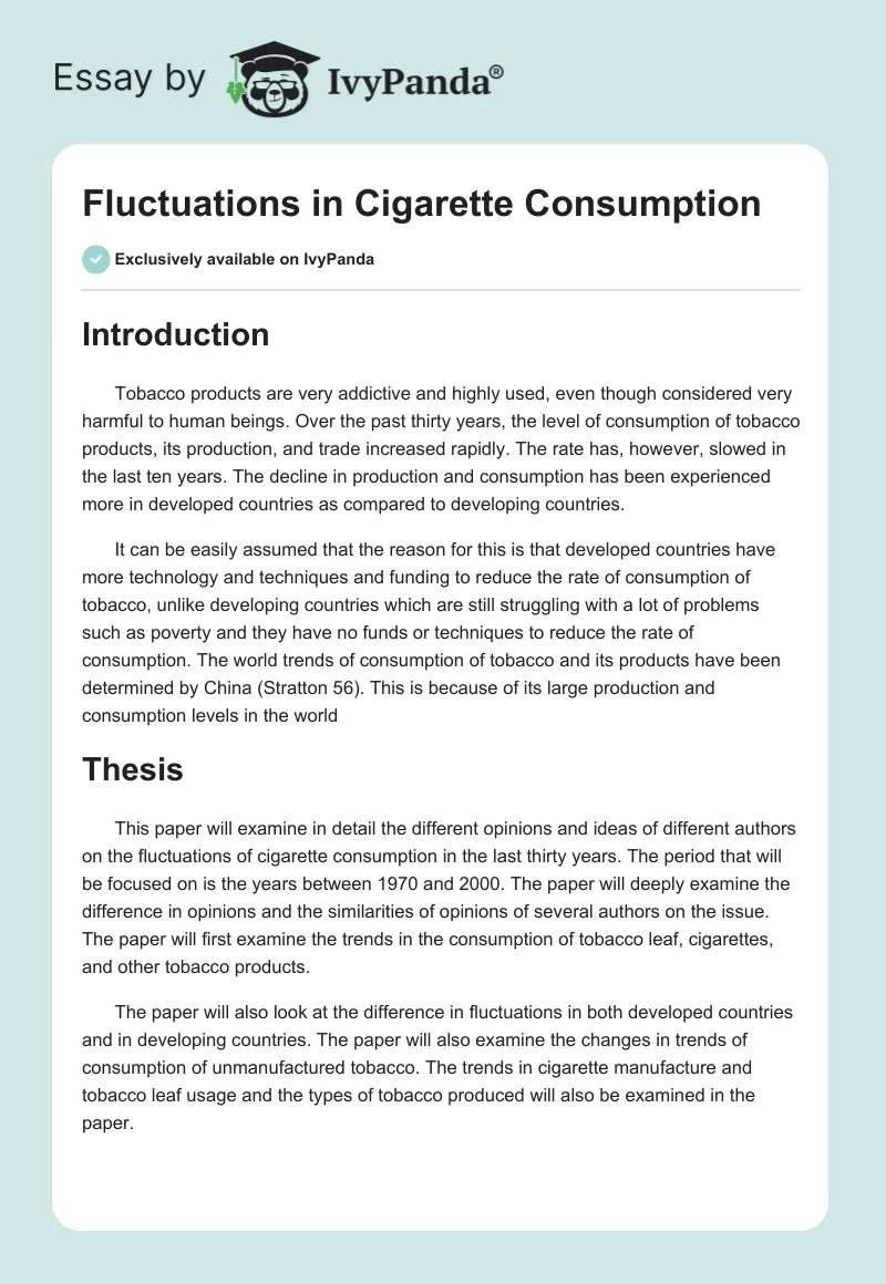 Fluctuations in Cigarette Consumption. Page 1