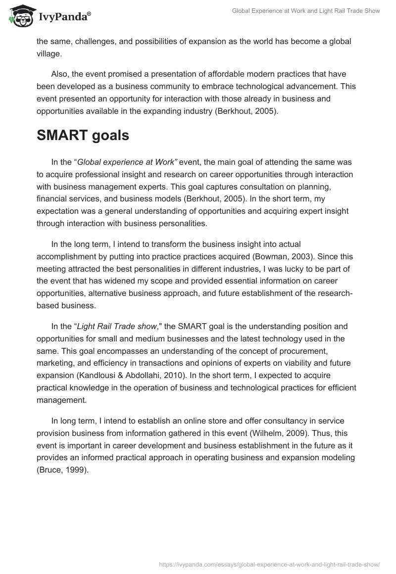 "Global Experience at Work" and "Light Rail Trade Show". Page 2