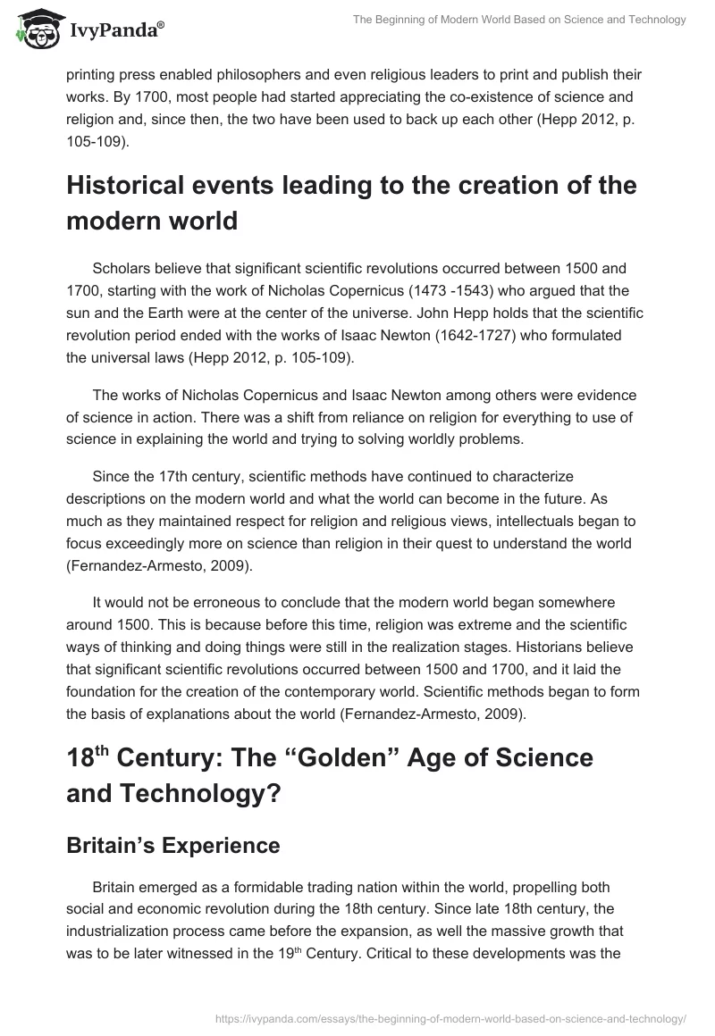 The Beginning of Modern World Based on Science and Technology. Page 3