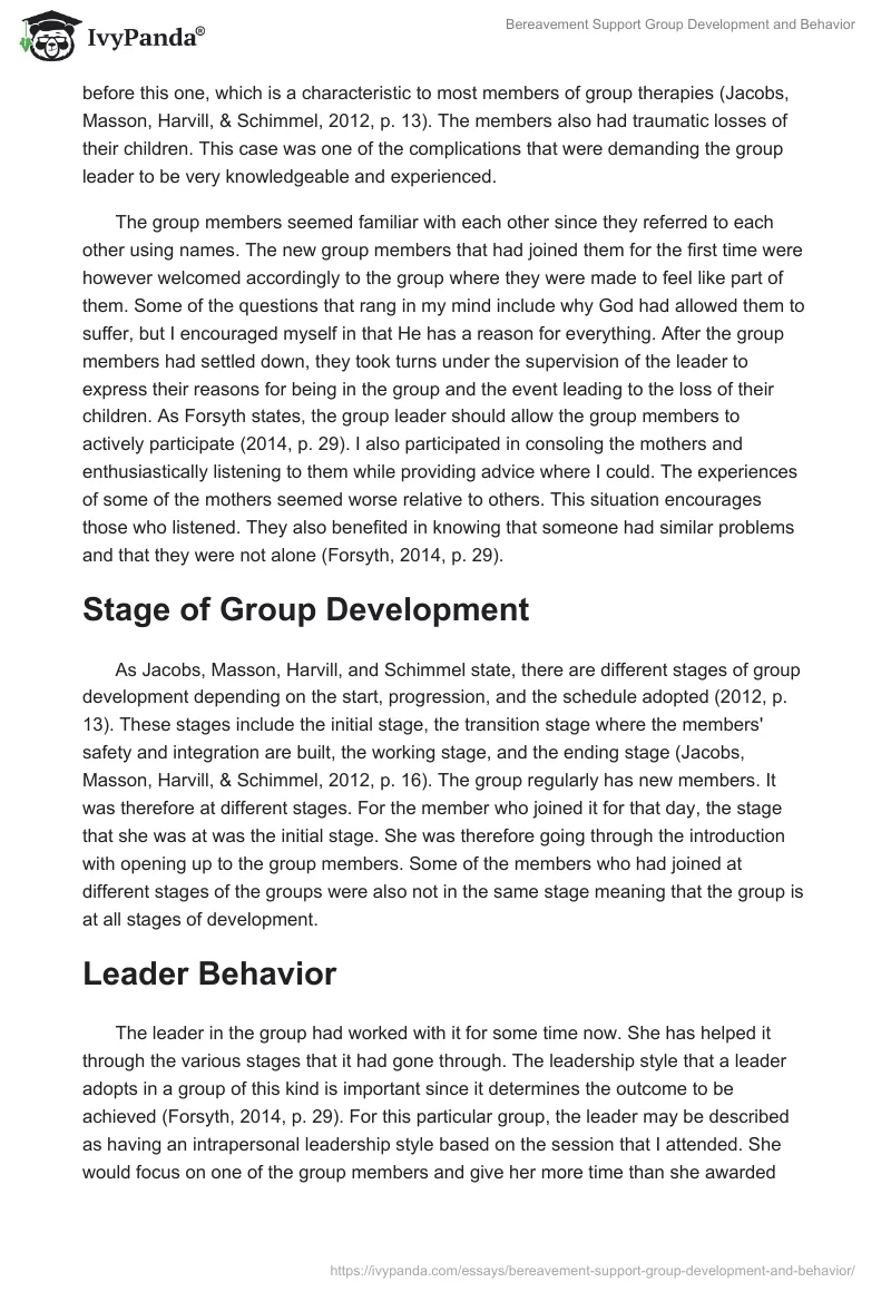Bereavement Support Group Development and Behavior. Page 2