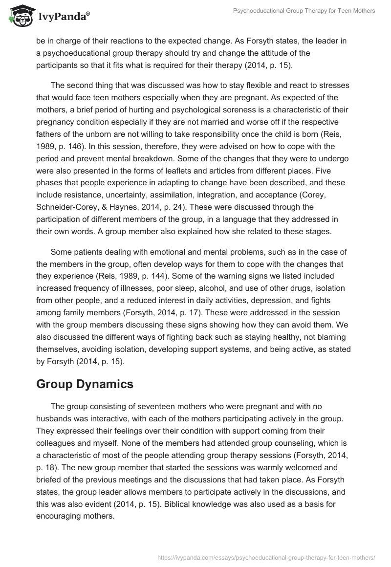 Psychoeducational Group Therapy for Teen Mothers. Page 2