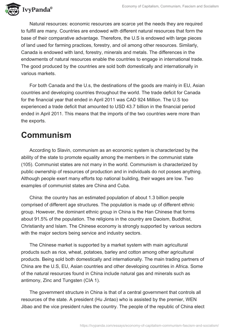 Economy of Capitalism, Communism, Fascism and Socialism. Page 2