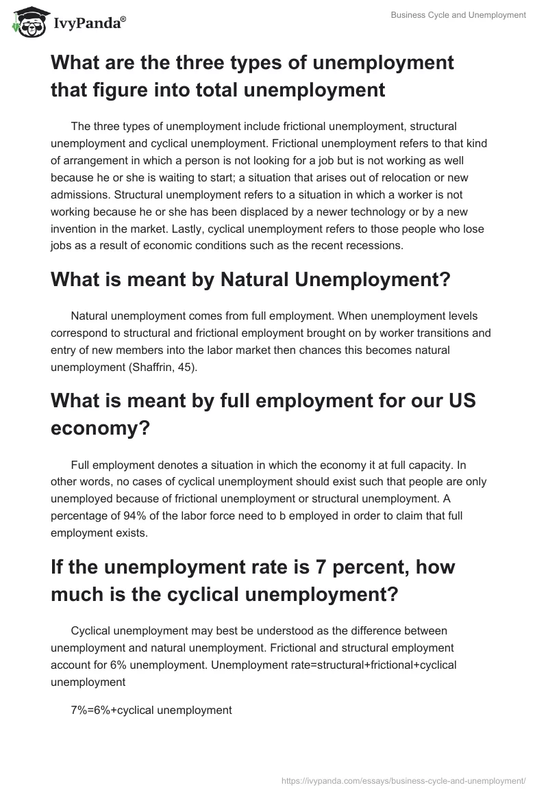 Business Cycle and Unemployment. Page 3