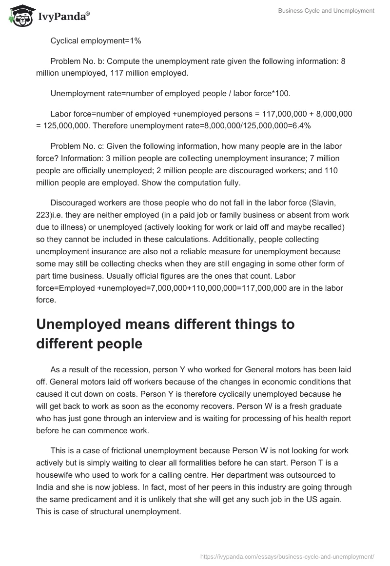 Business Cycle and Unemployment. Page 4