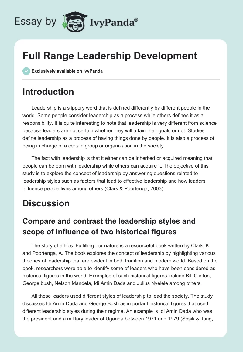 Full Range Leadership Development. Page 1