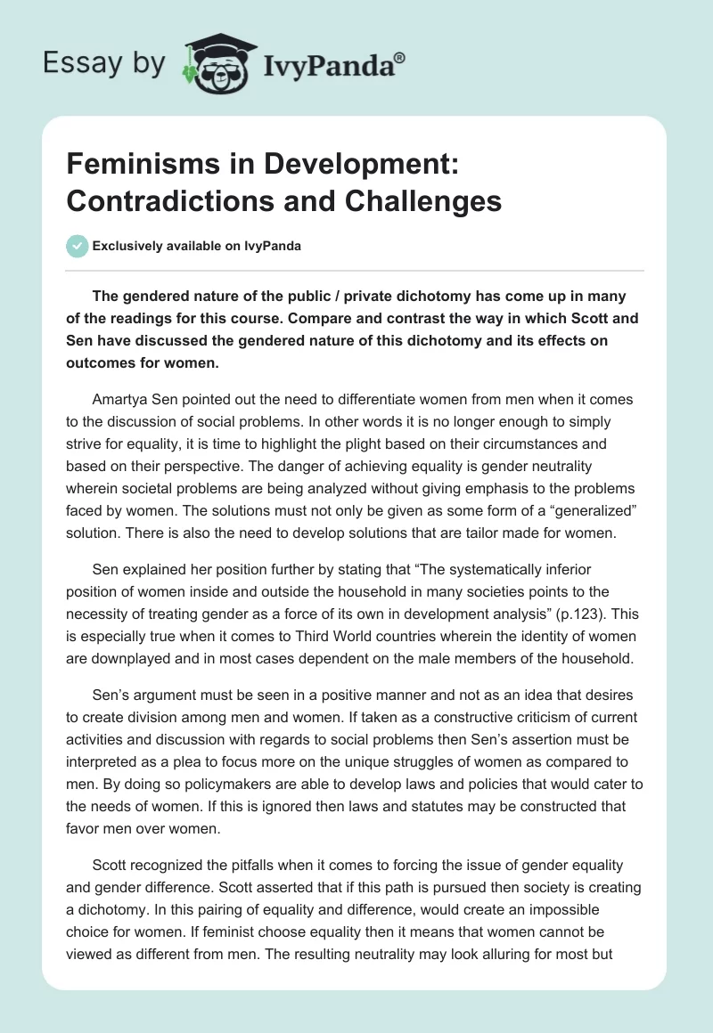 Feminisms in Development: Contradictions and Challenges. Page 1