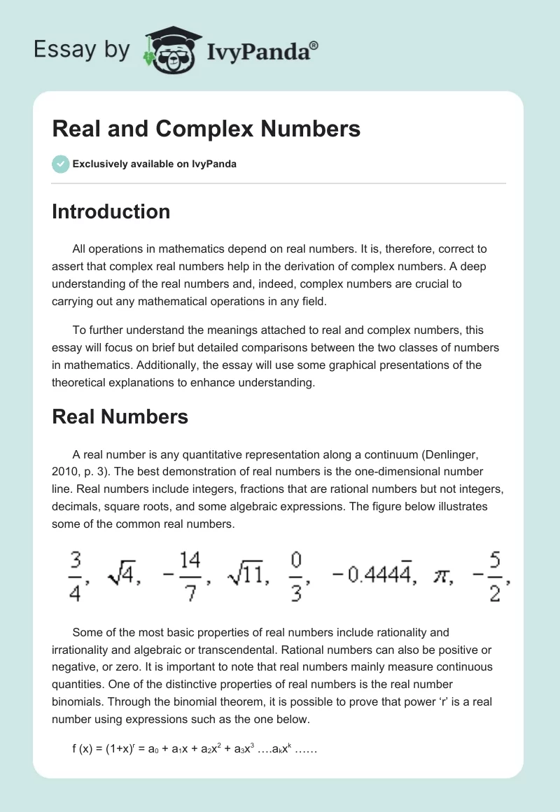 Real and Complex Numbers. Page 1