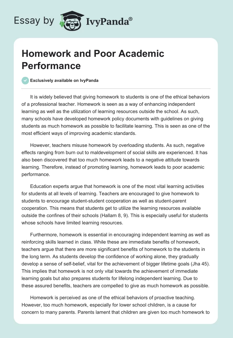 essay about poor academic performance brainly