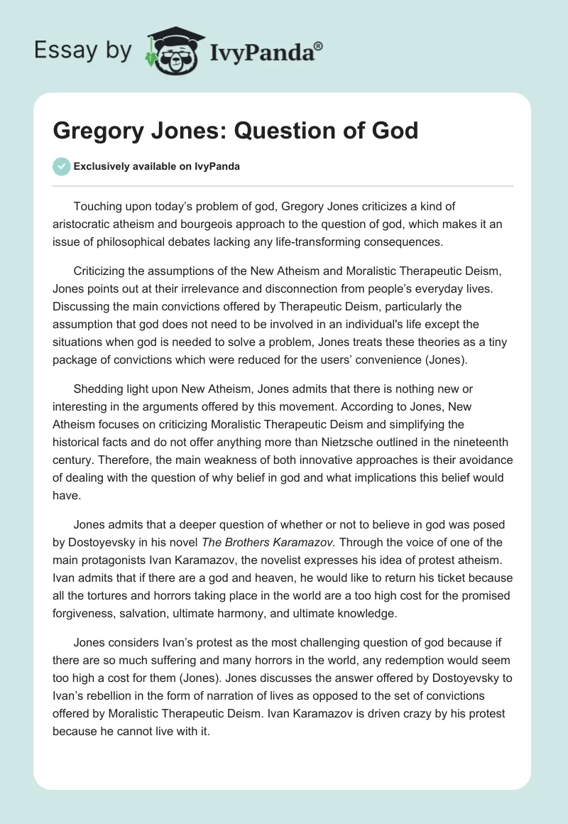 Gregory Jones: Question of God. Page 1