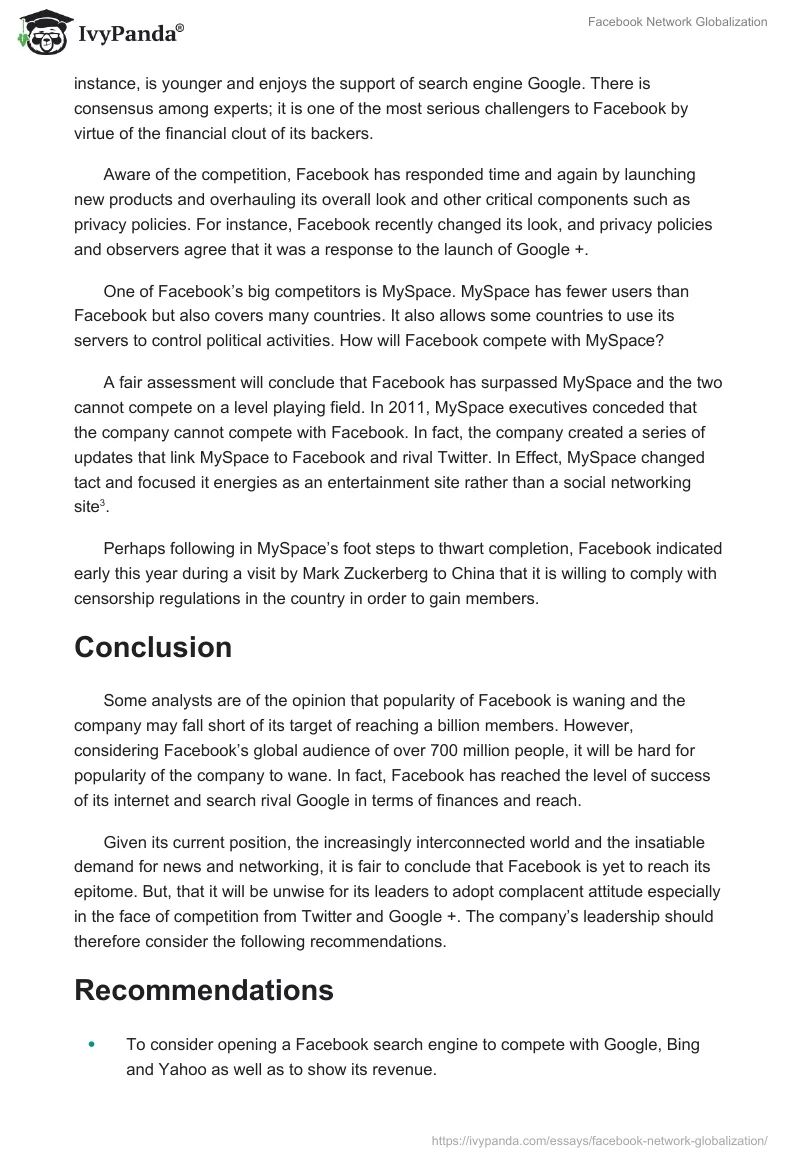 Facebook Network Globalization. Page 2