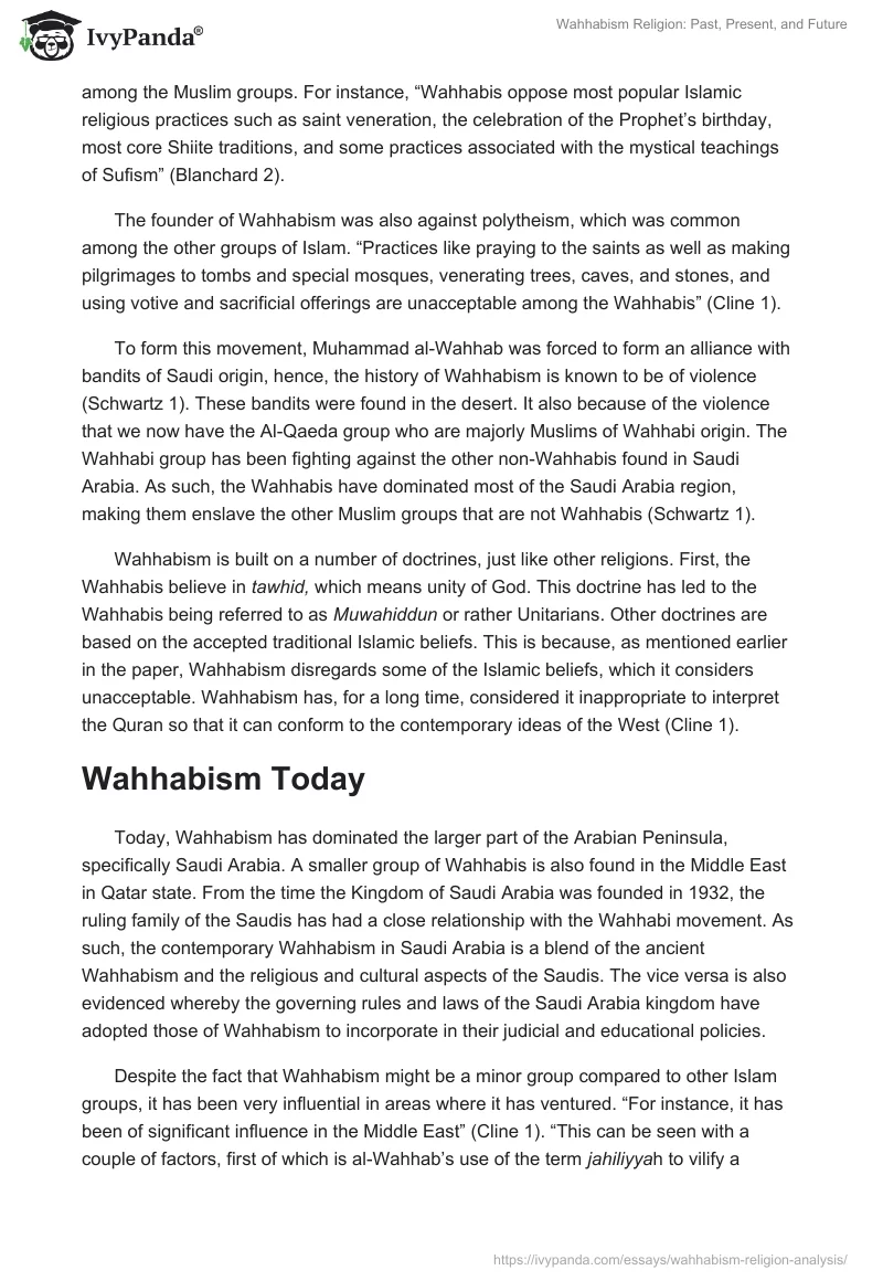 Wahhabism Religion: Past, Present, and Future. Page 2
