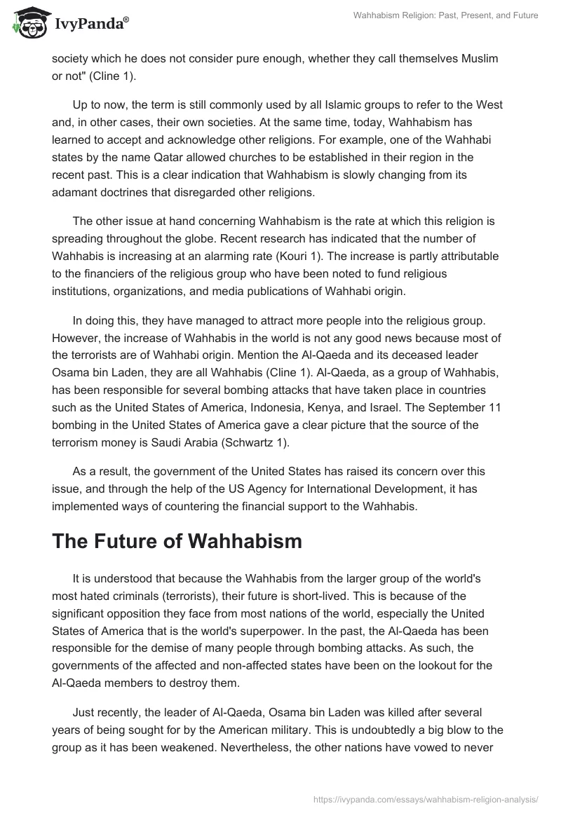 Wahhabism Religion: Past, Present, and Future. Page 3