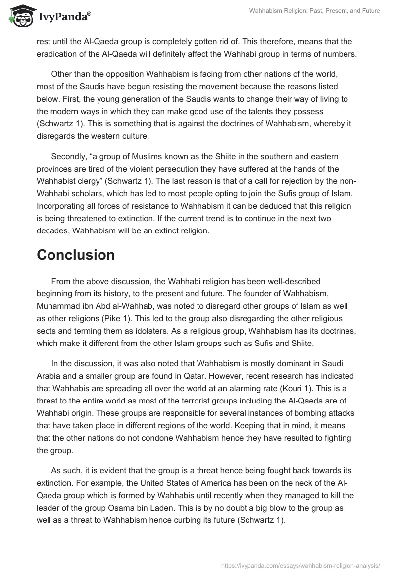 Wahhabism Religion: Past, Present, and Future. Page 4