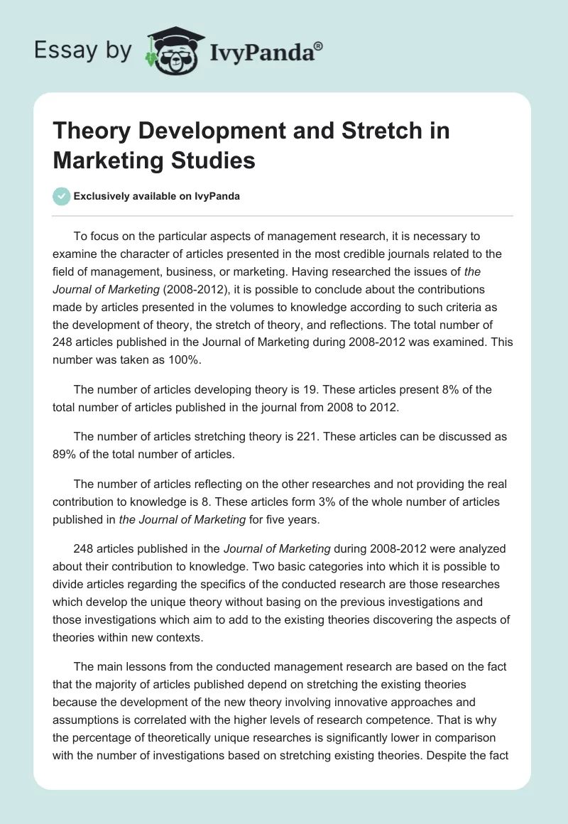 Theory Development and Stretch in Marketing Studies. Page 1
