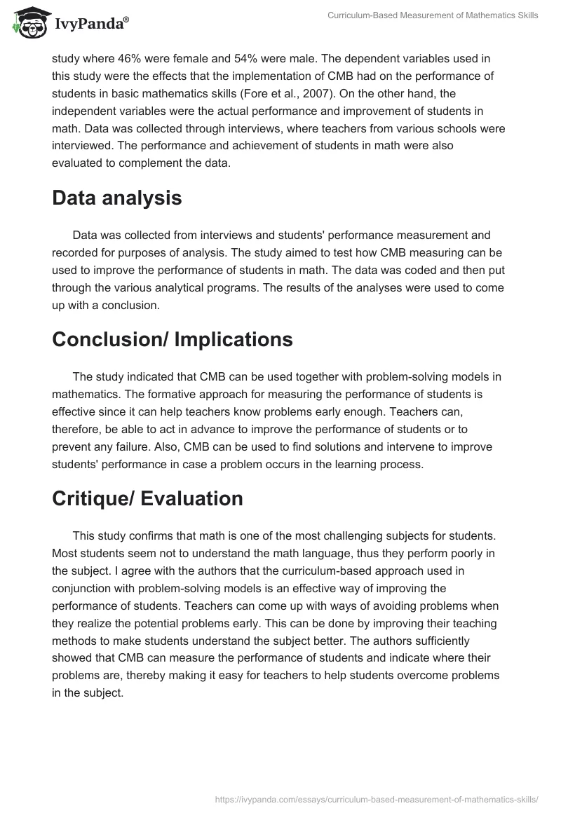 Curriculum-Based Measurement of Mathematics Skills. Page 2