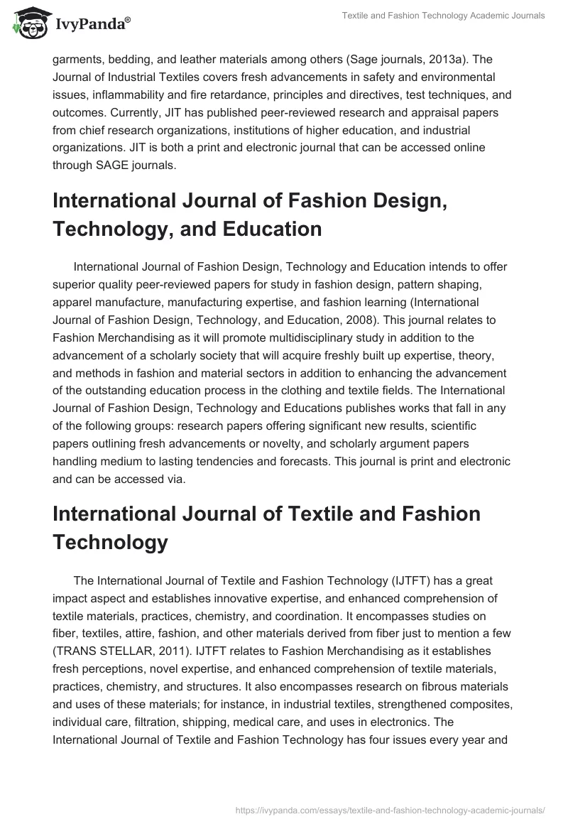 Textile and Fashion Technology Academic Journals. Page 2