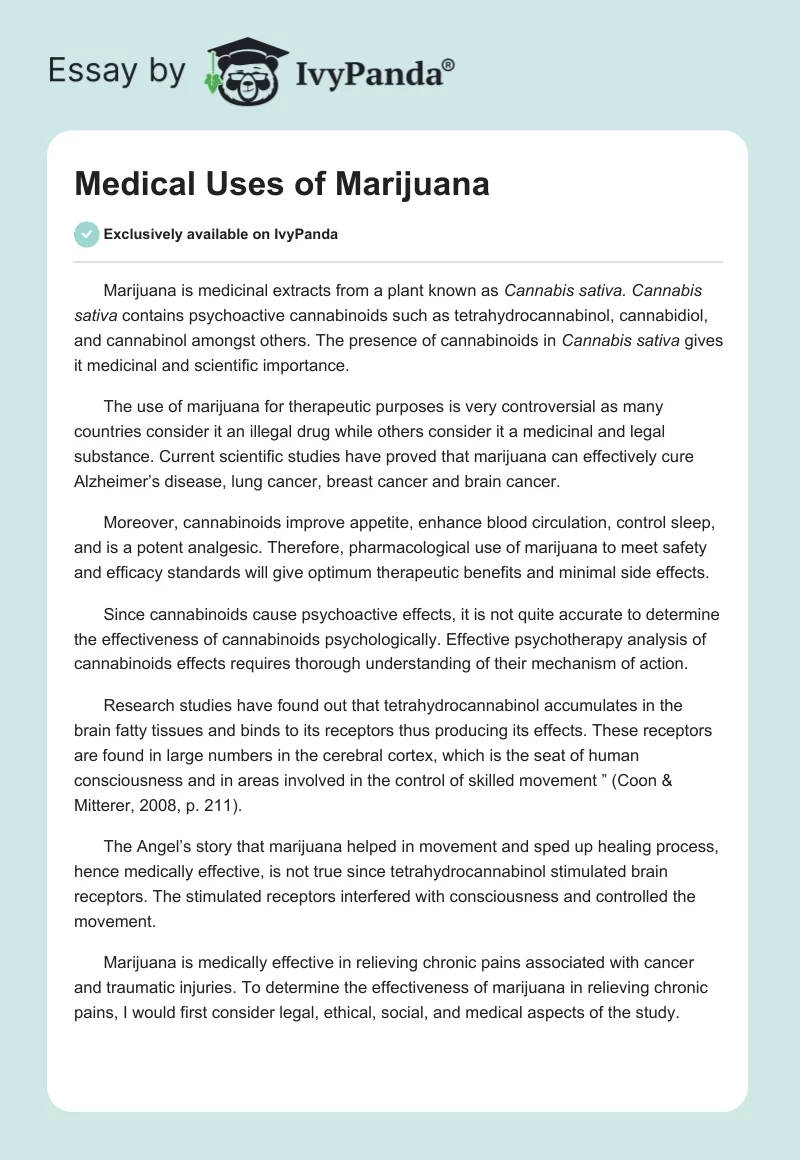 medical marijuana titles for essays
