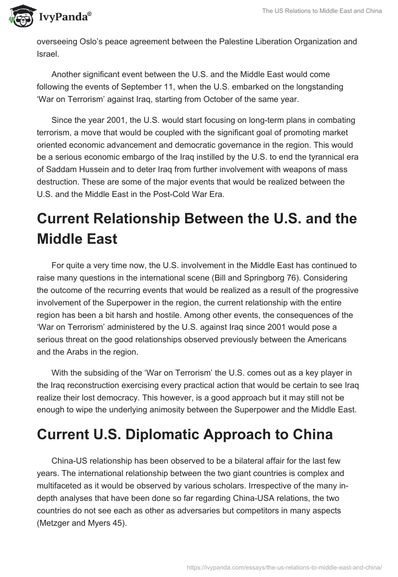 The US Relations to Middle East and China. Page 2