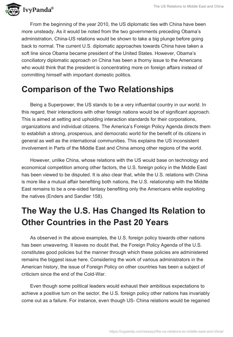 The US Relations to Middle East and China. Page 3