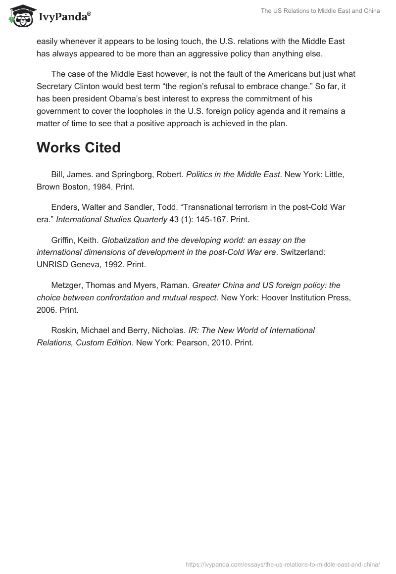 The US Relations to Middle East and China. Page 4
