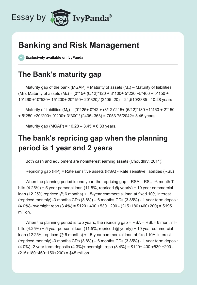 Banking and Risk Management. Page 1