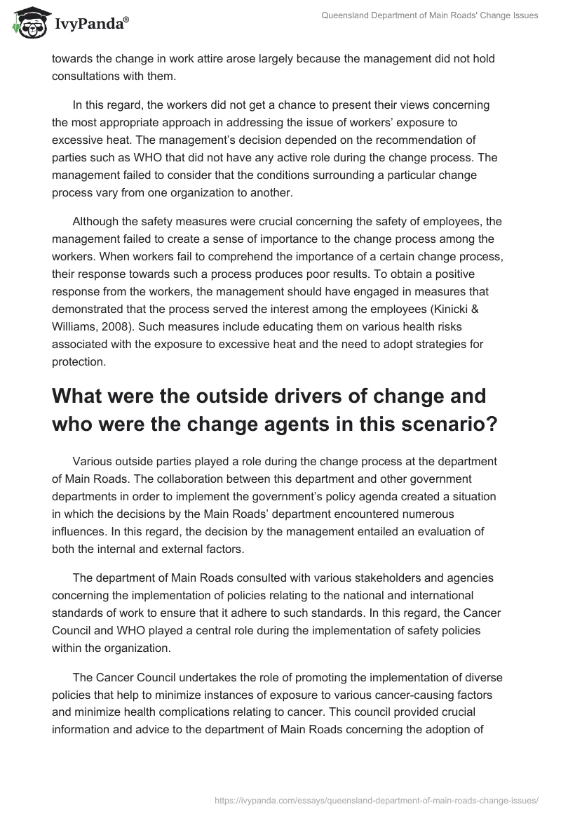 Queensland Department of Main Roads' Change Issues. Page 2