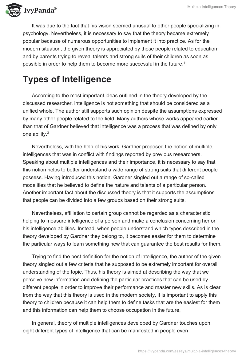 Multiple Intelligences Theory. Page 2