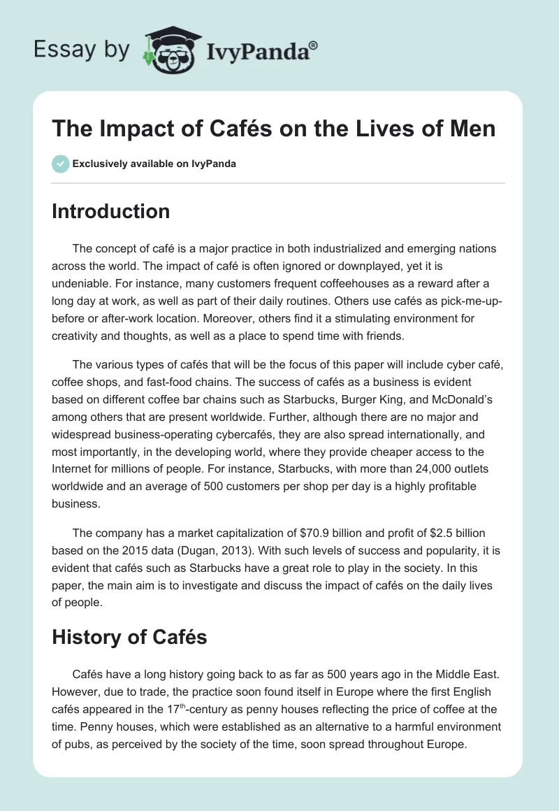 The Impact of Cafés on the Lives of Men. Page 1