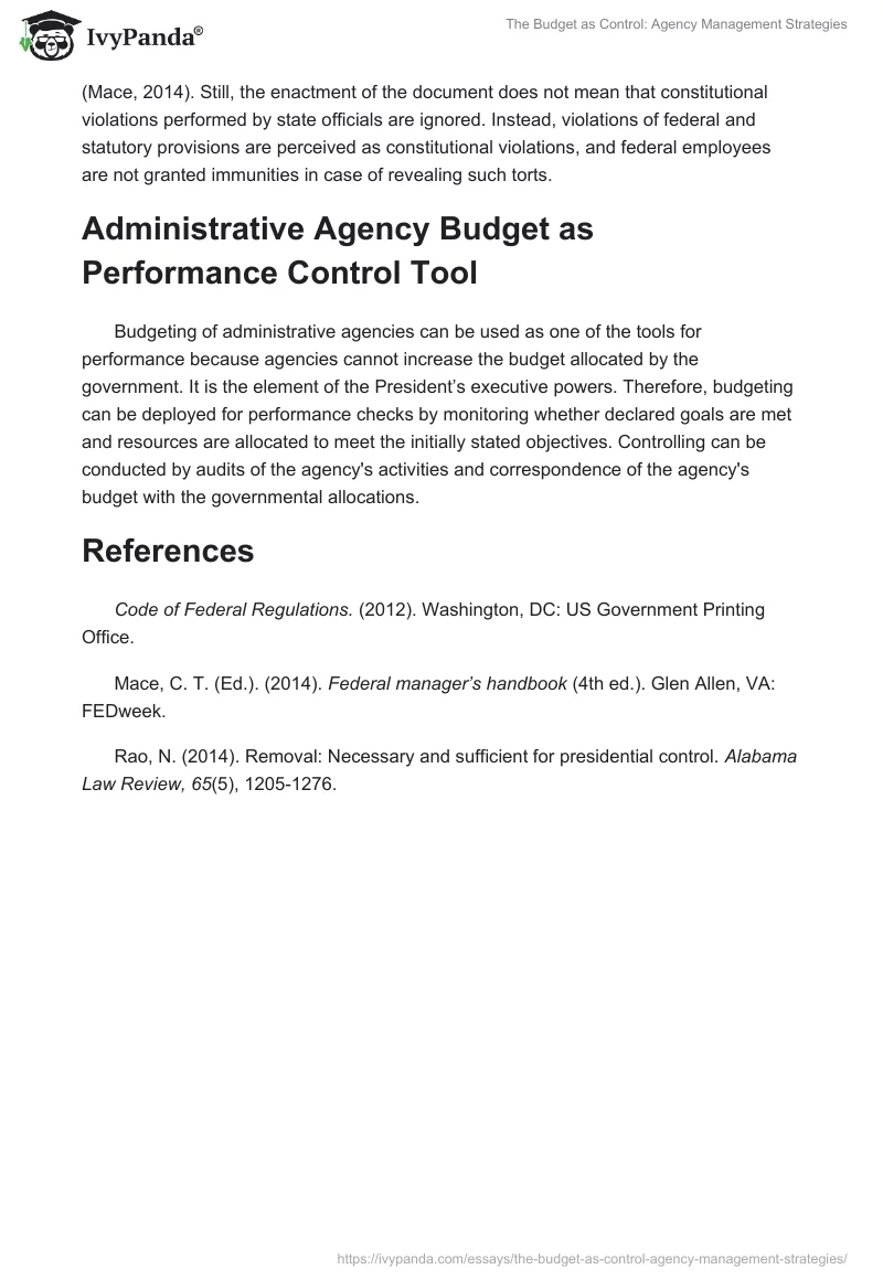 The Budget as Control: Agency Management Strategies. Page 3