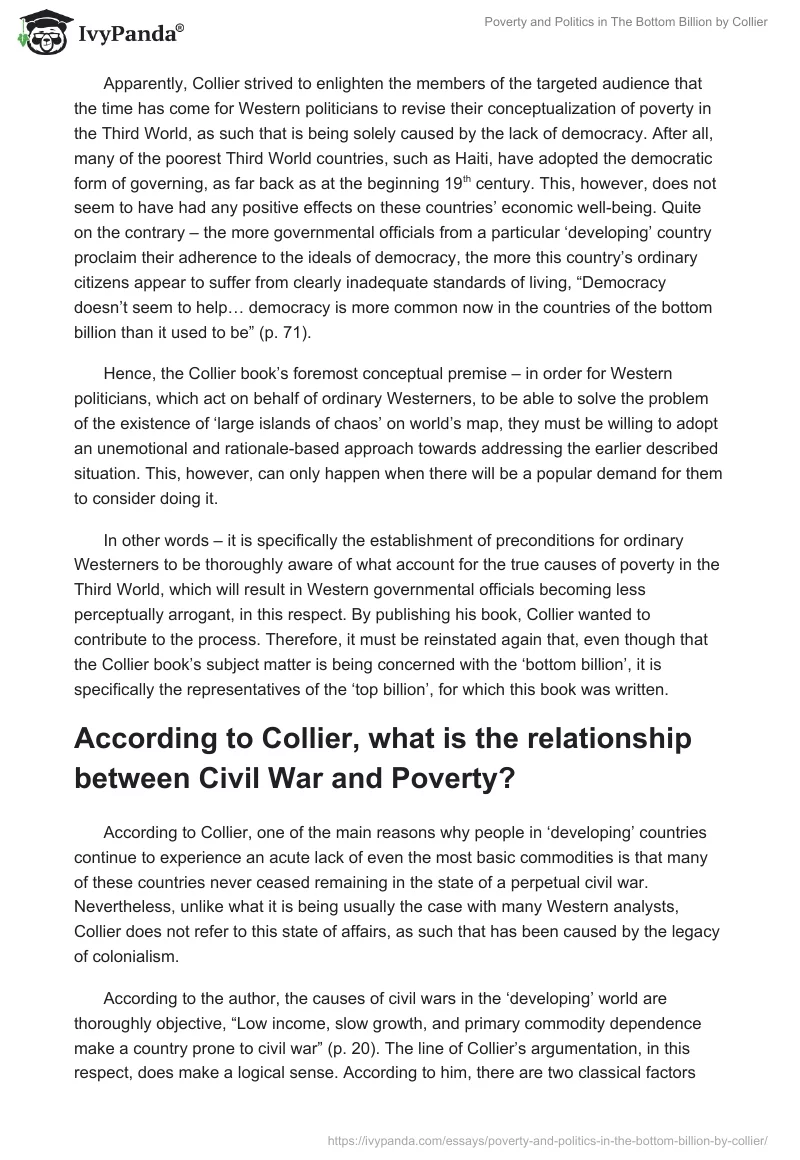 Poverty and Politics in "The Bottom Billion" by Collier. Page 2