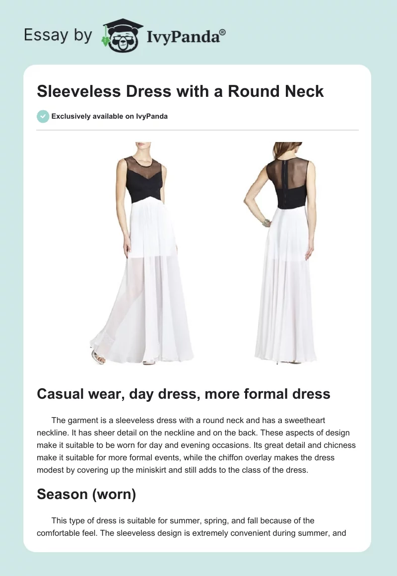 Sleeveless Dress with a Round Neck. Page 1