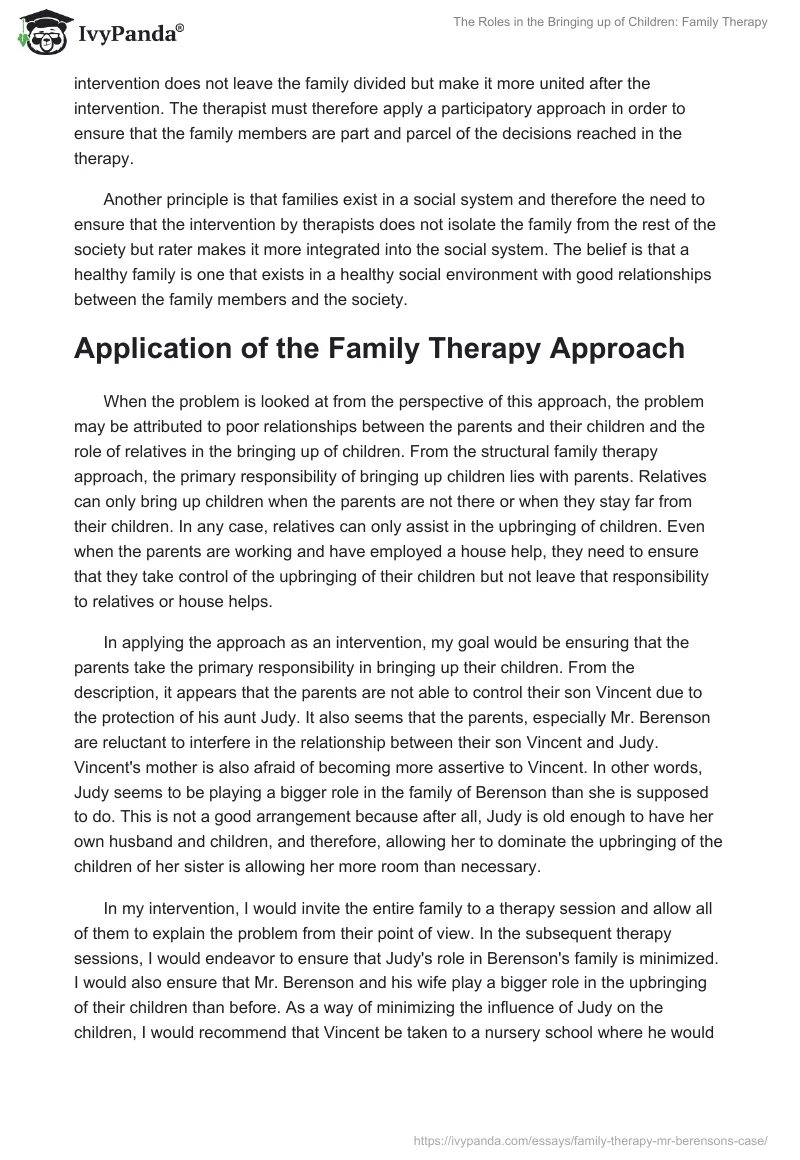 The Roles in the Bringing up of Children: Family Therapy. Page 4
