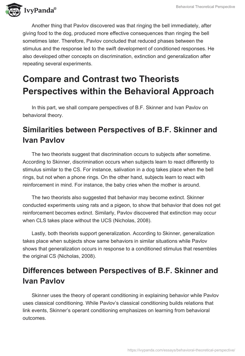 Behavioral Theoretical Perspective. Page 5