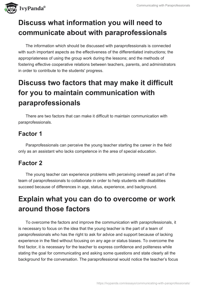 Communicating with Paraprofessionals. Page 2