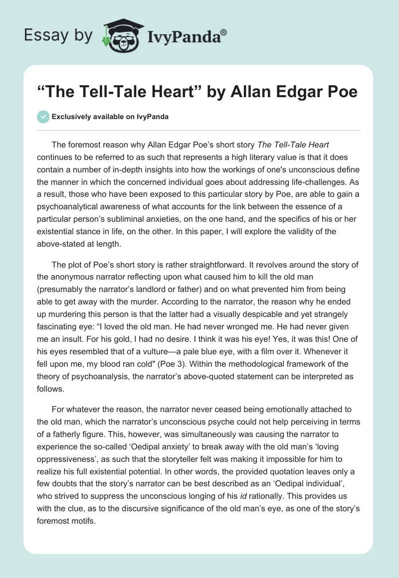 “The Tell-Tale Heart” by Allan Edgar Poe. Page 1