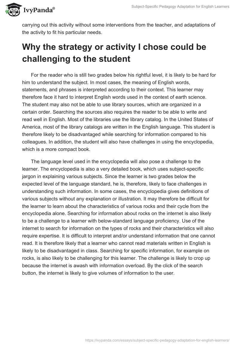 Subject-Specific Pedagogy Adaptation for English Learners. Page 4