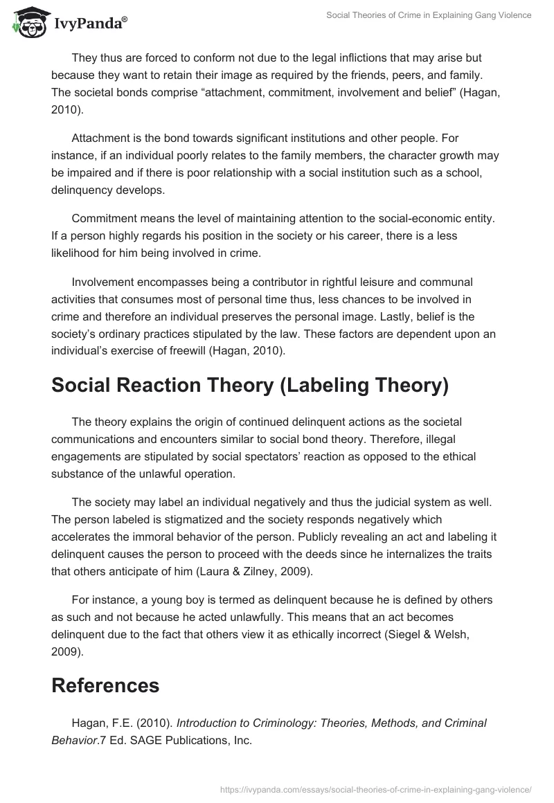 Social Theories of Crime in Explaining Gang Violence. Page 4