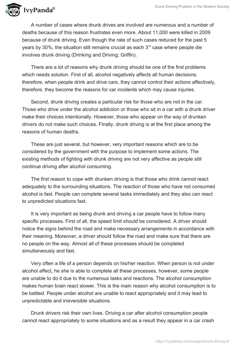 Drunk Driving Problem in the Modern Society. Page 2
