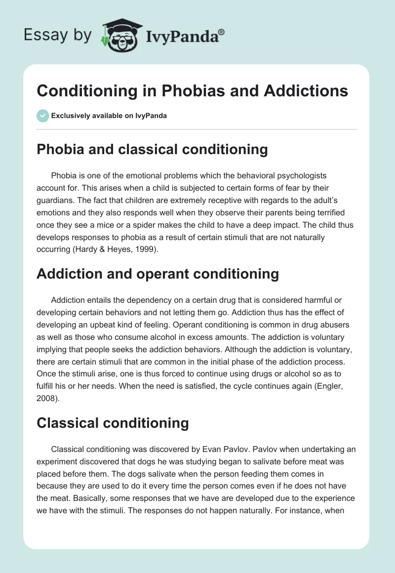Conditioning in Phobias and Addictions. Page 1