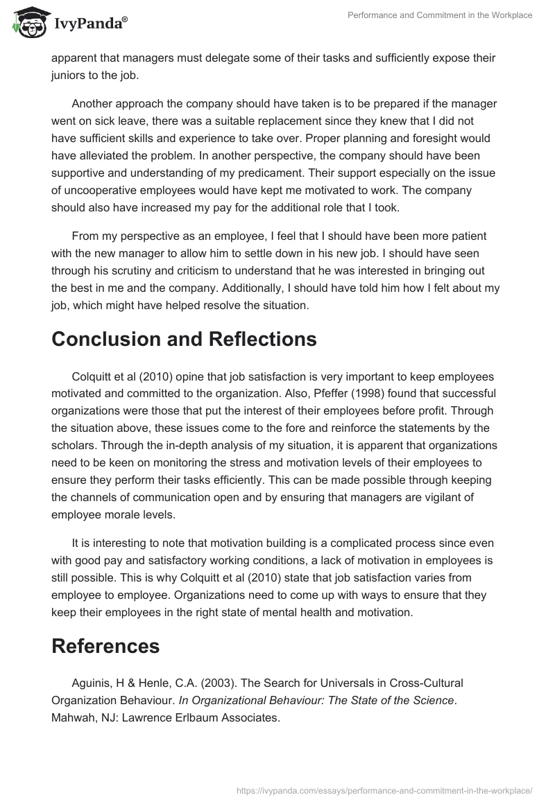 Performance and Commitment in the Workplace. Page 4