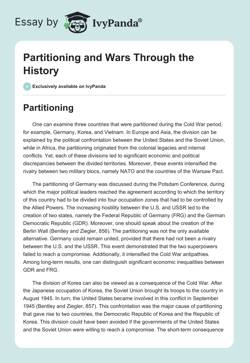 Partitioning and Wars Through the History. Page 1