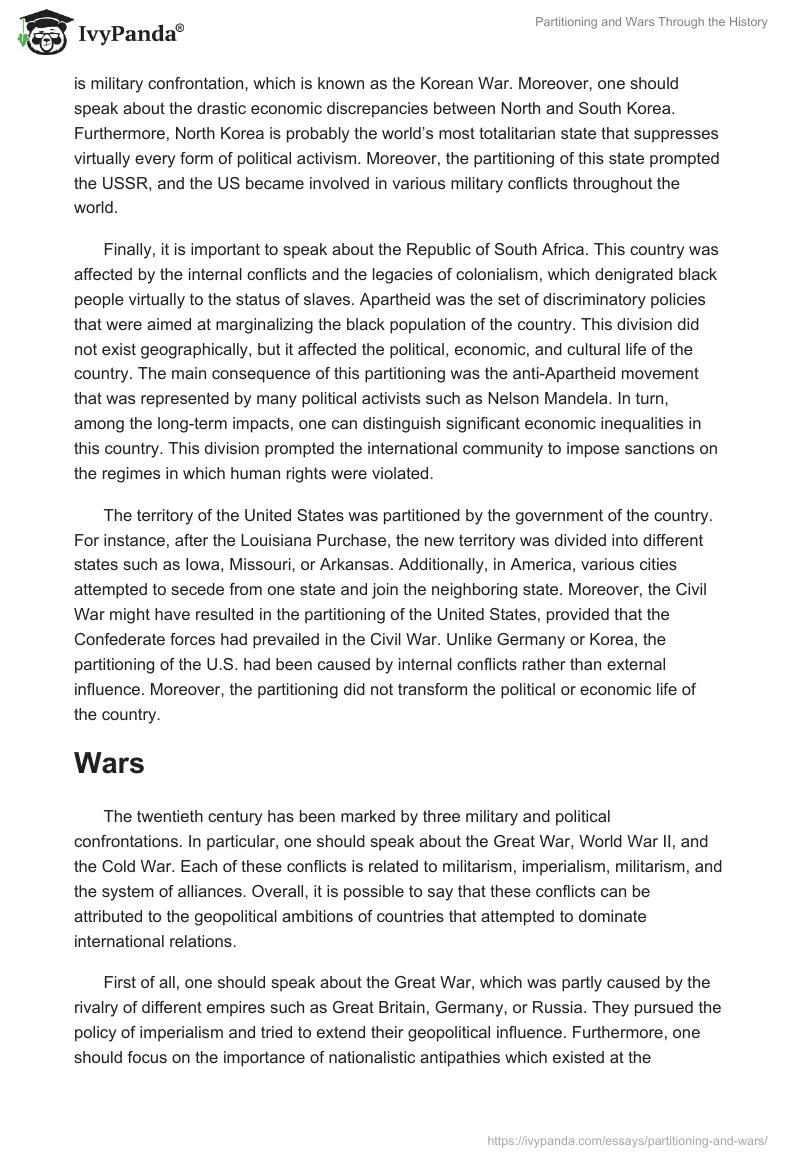 Partitioning and Wars Through the History. Page 2