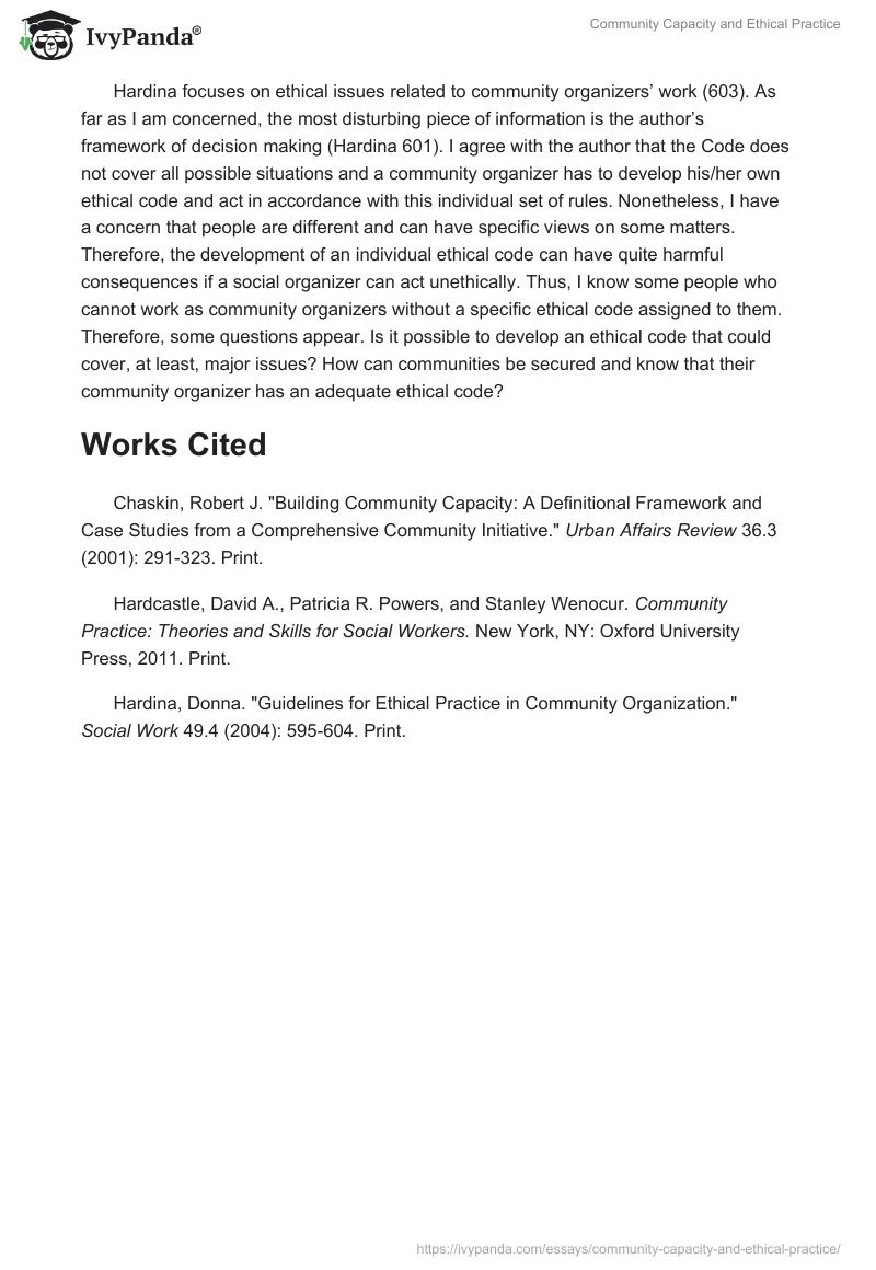 Community Capacity and Ethical Practice. Page 2