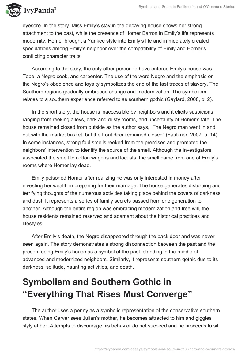 Symbols and South in Faulkner’s and O’Connor’s Stories. Page 2
